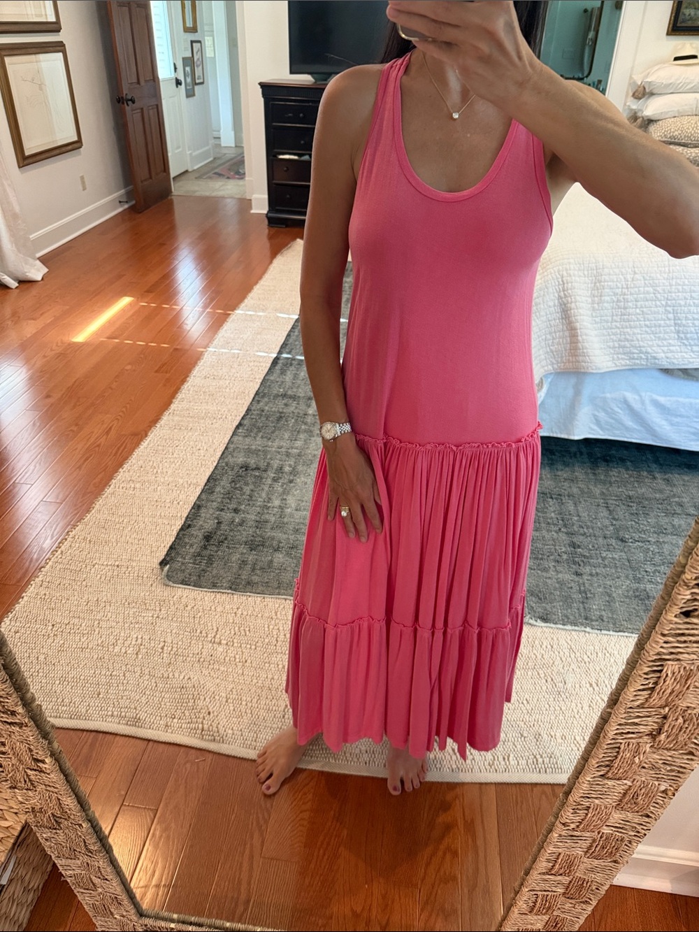 NWT! SUNDRY Pink Tiered Racerback Dress
